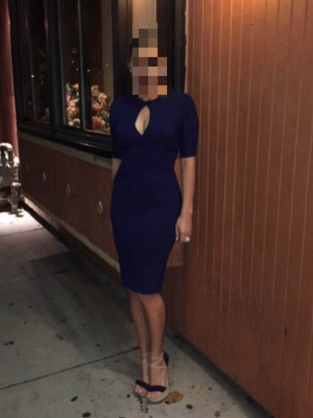 Bebe navy blue elegant midi pencil dress